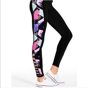 Victoria’s Secret PINK Ultimate High Waist Strappy Neon Tropical Retro Leggings